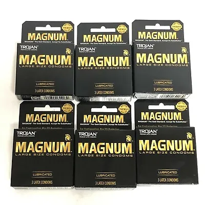 6-3 Packs = 18 Total TROJAN MAGNUM LARGE Lubricated Latex Condoms EXP 5/26 • $9.99