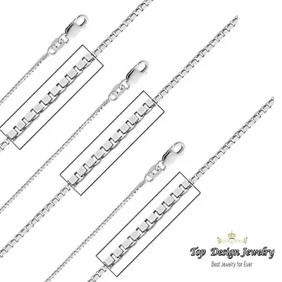 1mm 14K Solid White Gold Lobster Clasp Shiny Italian Box Chain Necklace 16 -24  • $174.90