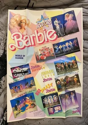 Superstar Barbie Era Poster Barbie World Of Fashion Pamphlet 1988 Vintage 21x14” • $6.95