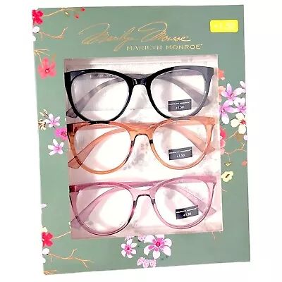 Marilyn Monroe +1.50 ReadersGlasses Set Cat Eyes Tortoise Circle Black Brown • $29.90