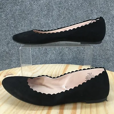 H&M Shoes Womens 39 Ballet Flats Black Fabric Scallop Trim Casual Slip On Low  • $12