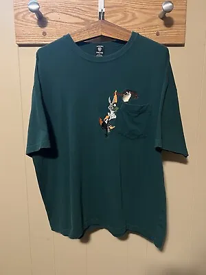 VINTAGE 2000 Warner Bros Store LOONEY TUNES Embroidered Pocket Shirt Mens XL • $25