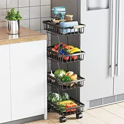 4 Tier Fruit Vegetable Basket For KitchenStorage Cart Bins Wire Storage Baske... • $42.42