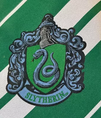 Harry Potter Slytherin Crest Necktie Green Gray Stripe Halloween Fantasy Costume • $12