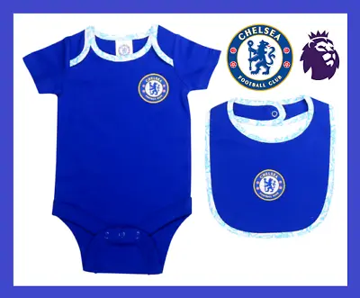 ⚽️Chelsea FC⚽️Authentic⚽️Babys Home Kit Vest & Bib Set⚽️0-3 Months⚽️New⚽️31⚽️ • £10.99