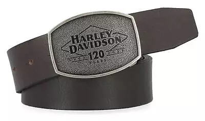 Harley-Davidson Men's 120th Anniversary Snap On Buckle Leather Belt - Black • $69.95