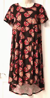 Lularoe Carly Dress Russian Babushka Nesting Doll Print On Brown Size S • $14.99