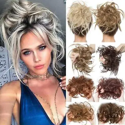 £9.29 • Buy Curly Real As Human Messy Bun Hair Piece Scrunchie Updo Natural Hair Extensions