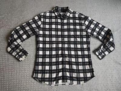 Corridor Flannel Shirt Men Large Black White Check Button Up Long Sleeve NYC • $76.49