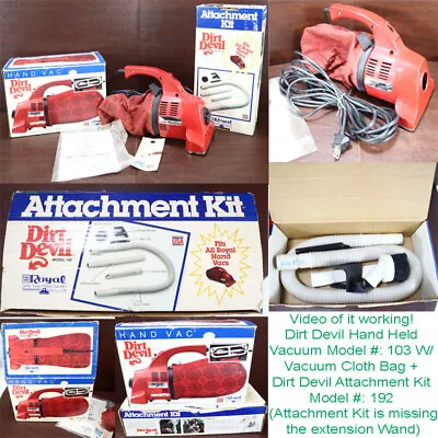 $38.75 • Buy Royal/Dirt Devil Hand-Held Vac Vacuum Model #: 103 + Attachment Kit Model #: 192