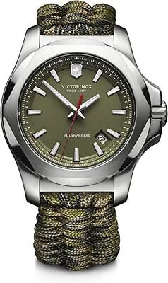 NEW VICTORINOX I.N.O.X Men's 241727 Green Camo Swiss Quartz Watch MSRP $725 • $299.95