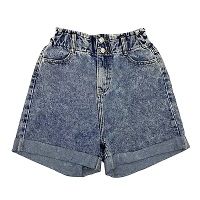 PLT High Waisted Stretch Denim Shorts UK 8 Hot Pants Acid Wash - New W/O Tags • £9.99