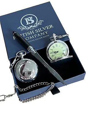 £46.95 • Buy Lancaster Bomber Silver Pocket Watch And Letter Opener Gifts RAF WW2 War Lux Set