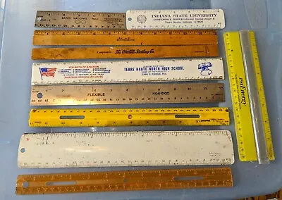 Vintage Mixed Materials Rulers- Lot Of 10 ~ 3 Sizes Coa-cola College And More • $19.99