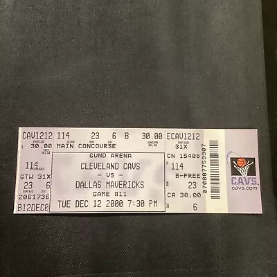 2000 Cleveland Cavs V Dallas Mavericks Ticket Dirk Nowitzki Steve Nash • $9.99