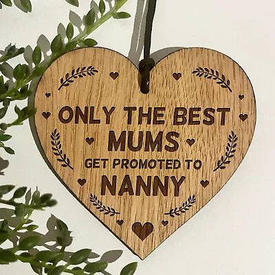 Mum Nanny Gifts Engraved Wood Heart Gift For Birthday Pregnancy Announcement • £4.99