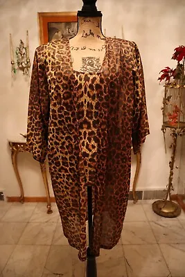 Vintage Gottex Cheetah Print 2-Piece Backless Swim Suit & Cover Up Size: Small • $40