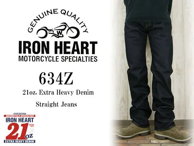 IRON HEART 634Z Zip Fly Straight 21oz Jeans Extra Heavy Denim One Wash 28-3 • $377.12