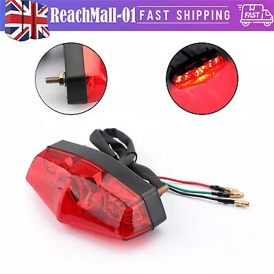 LED ABS Red Brake Stop Running Rear Tail Light Lamp Fits Universal Motorcycle UK • £14.38