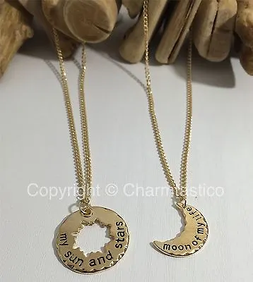 GOLD Colour Game Of Thrones MOON OF MY LIFE & SUN & STARS Necklaces - His & Hers • £4.99