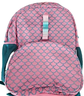 CRCKT ~ MERMAID ~ Pink/Teal Fabric Backpack ~ 3 Pockets ~ Padded Straps ~ Light • $24