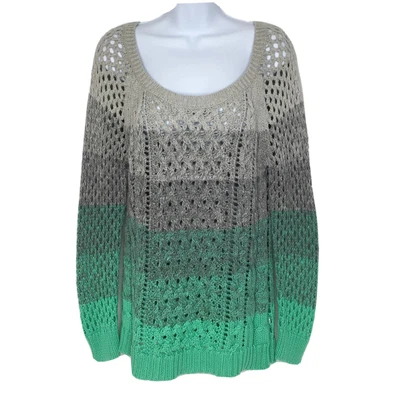 $19.99 • Buy American Eagle Outfitters Ombre Sweater Womens Medium Gray To Green Open Knit