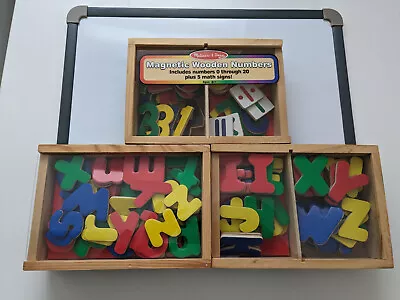 Melissa And Doug Magnetic Wooden Letters And Numbers Set Bundle + Magnetic Board • £20