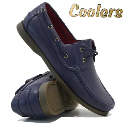 Mens Lace Up Walking Boat Deck Casual Comfort Driving Moccasin Loafer Shoes Size • £14.95