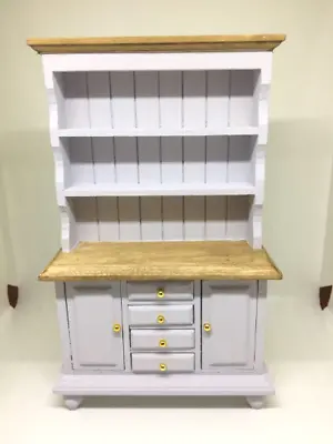 1:12th Scale Dolls House Miniature Furniture. Welsh Dresser Grey + Oak Stained • £15.99