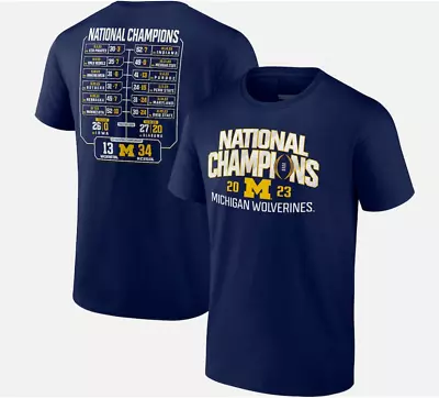 Michigan Wolverines Football 2023 National Champions Schedule T-Shirt - Navy • $22.90