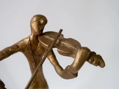 Vintage Brass Art Sculpture Statue Figure Violinist / Violin Player / Fiddler • $39