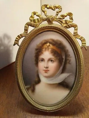 $449.99 • Buy Antique Victorian Miniature Portrait Of Queen Louise In Brass Easel Frame