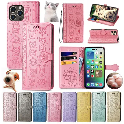 $11.99 • Buy Cute Cat&Dog Leather Case Cover Wallet For IPhone 14 13 12 11 Pro MAX XS XR 8 7