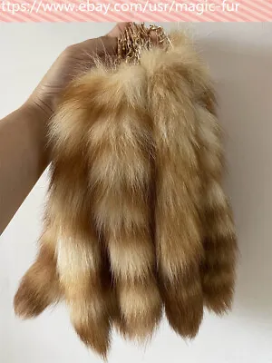 Wholesale American Raccoon Tail Real Fur Tail Keychain Cosplay Bag Pendant • $11.50