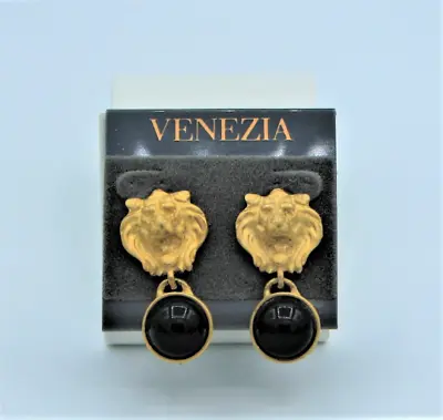 Vintage Venezia Lion's Head Dangle Earrings #6386 Gift Box Free Shipping • $17.95