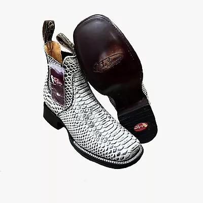 Men's Western Cowboy Square Toe Ankle Boot From Python Printed Botin Vaquero • $119.95