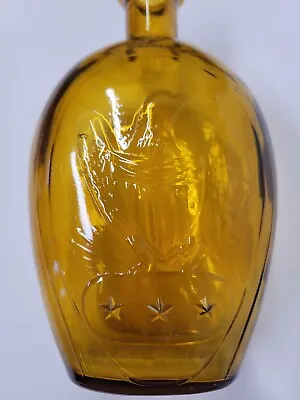 VTG Patriotic Amber Glass Bottle With American Eagle 3 Stars • $15.03