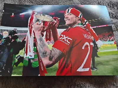 Wout Weghorst Man Utd Hand Signed 12 X 8 Photo Manchester United Coa Trophy 1 • £24.99