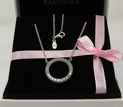 (64)  Authentic Pandora Circle Of Sparkle Sterling Silver/Cz Necklace 45cm • £15