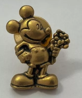 Mickey Mouse Muted Gold Tone Disney 1” Tall Lapel Pin • $3.99