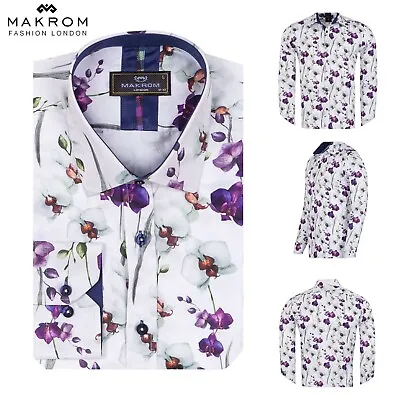 MAKROM  Purple Orchid Floral Print Shirt • £39.99