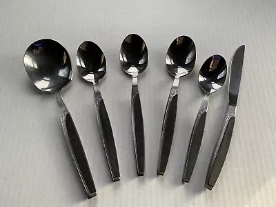 Mar Crest Stainless Ebony Elegance Atomic Star MCM Flatware Mixed Lot 6 Pieces • $27.95