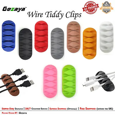 Cable Tidy Clips Ties Charger Wire Holder Management Lead Desk USB Organizer • £3.27