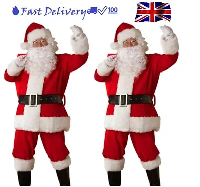 £3.99 • Buy Santa Outfit Claus Costume Father Christmas Flannel Suit Adult Fancy Dress 