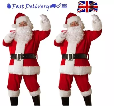 £3.99 • Buy Santa Outfit Claus Costume Father Christmas Flannel Suit Adult Fancy Dress 