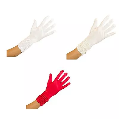 £6.95 • Buy Satin Gloves Short Ruched Wedding, Prom, Evening Party Girls Ladies Dress Gloves