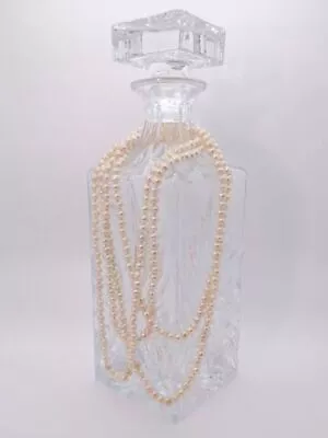 Vtg 5mm Saltwater Pearl Continuous Strand Necklace 64  Total Length 300 Pearls • $196.15