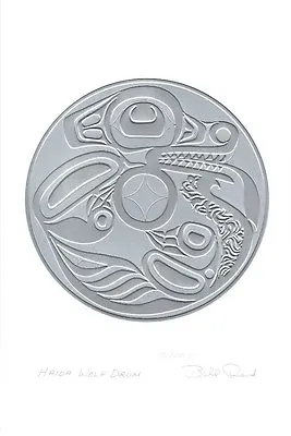 Haida Wolf Drum Bill Reid Silver Embossed Art Card Northwest Coast Native • $11.95