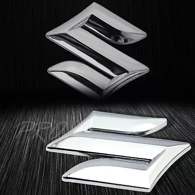 2 X 4.5mm Thick 3D Emblem Decal Fairing/Tank Logo Sticker Suzuki S Logo Chrome • $8.98