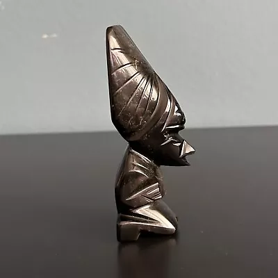 Carved Statue Obsidian Black Gold Onyx Aztec Mayan Stone Figure • $24.98